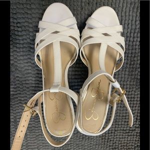 Jessica Simpson white wedge sandals